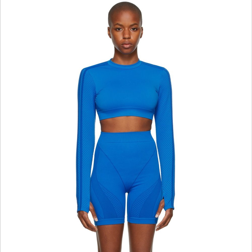 Adidas Ivy Park Long Sleeve Crop Top Glory Blue